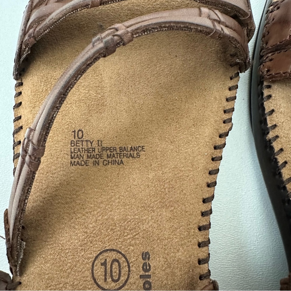 Dr.Scholls Brown Leather Betty ll Sandals Gel Pack Cushioning Womens Size 10 - Picture 6 of 7
